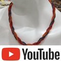 african beaded neckles twisted red orange metalic grey youtube video