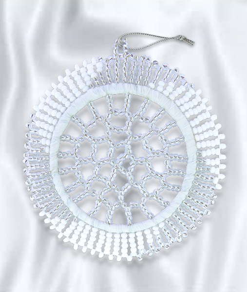 african beaded snowflake large silver white
