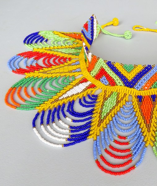Zulu Spear Fringe Choker African Colours
