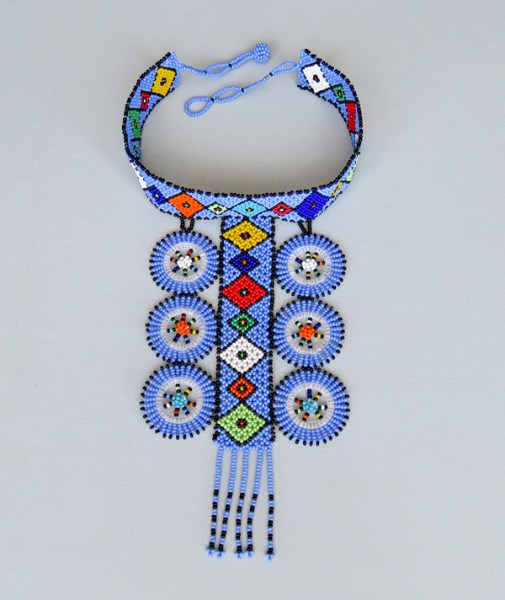 4 african beaded necklace zulu circle style 1 blue4