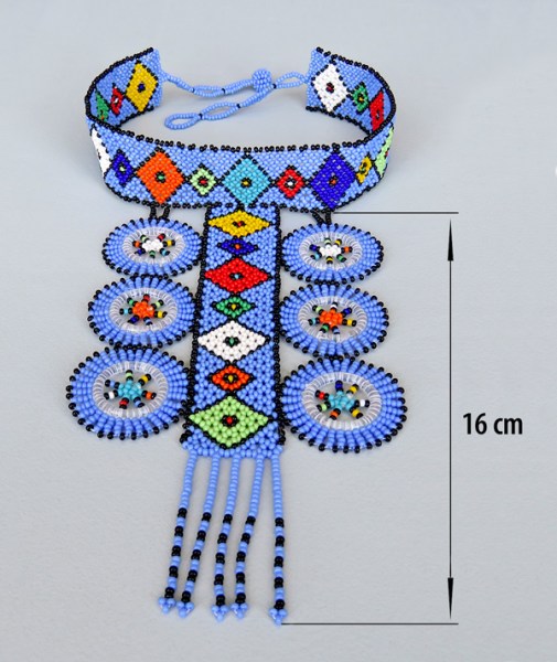 5 african beaded necklace zulu circle style 1 blue6