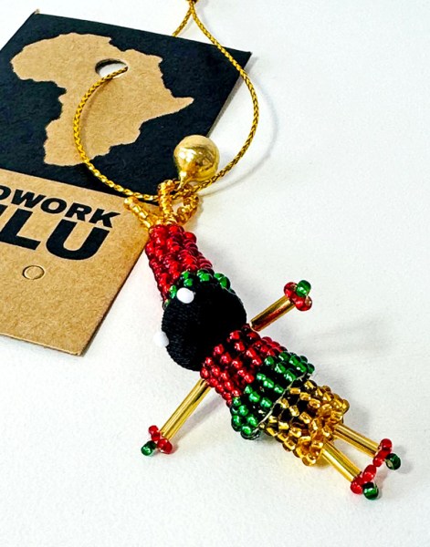 africa beaded christmas elf size carded