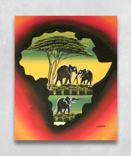 african art africa map elephants1