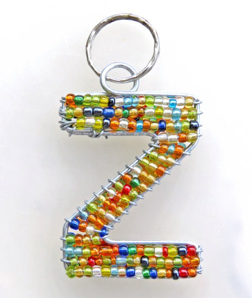 African Beaded Keyring Alphabet Letter Z