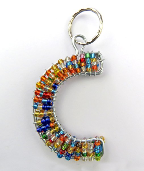 African Beaded Keyring Alphabet Letter C