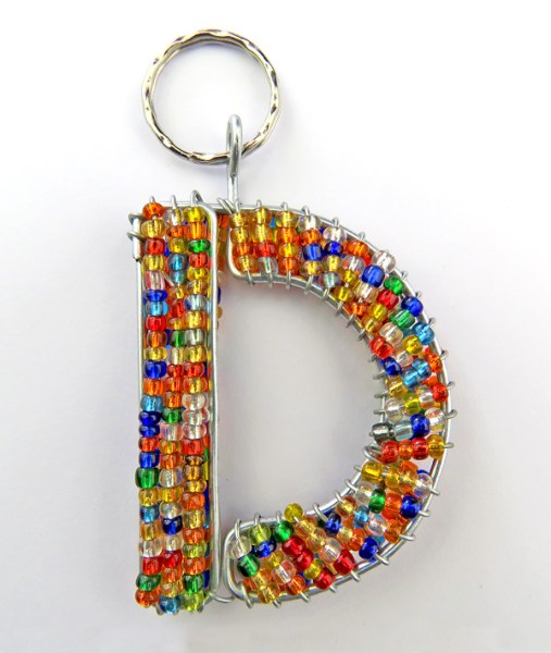 African Beaded Keyring Alphabet Letter D