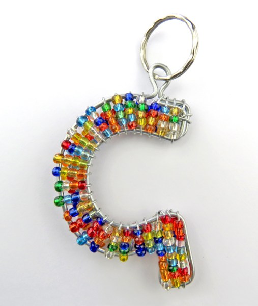 African Beaded Keyring Alphabet Letter G