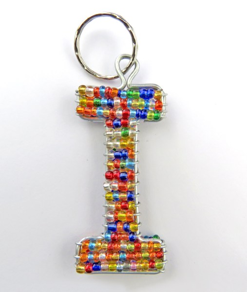 African Beaded Keyring Alphabet Letter I