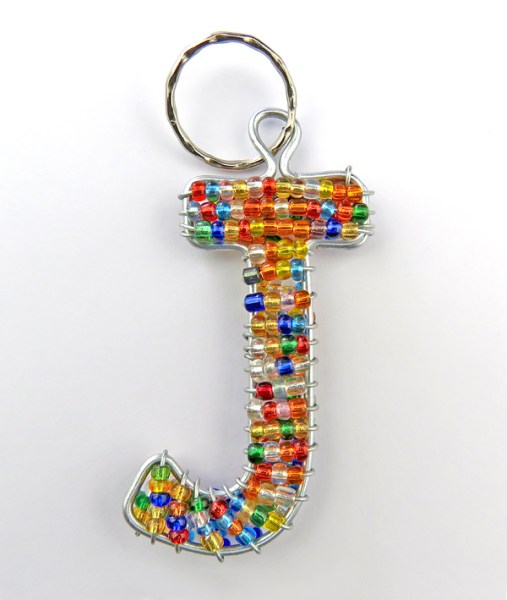 African Beaded Keyring Alphabet Letter J
