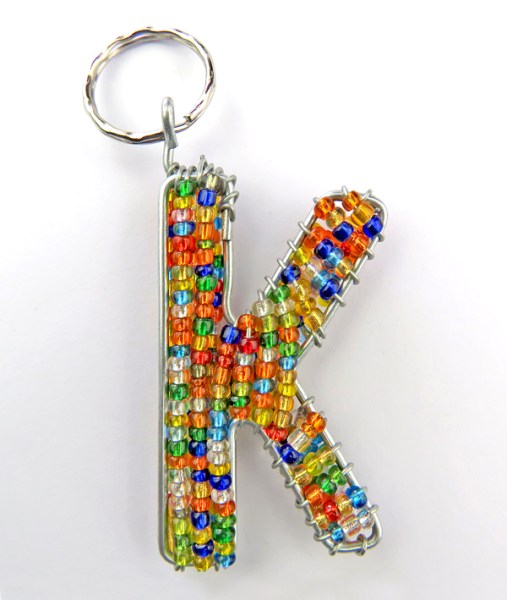 African Beaded Keyring Alphabet Letter K