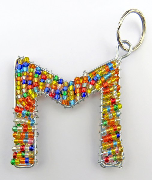 African Beaded Keyring Alphabet Letter M