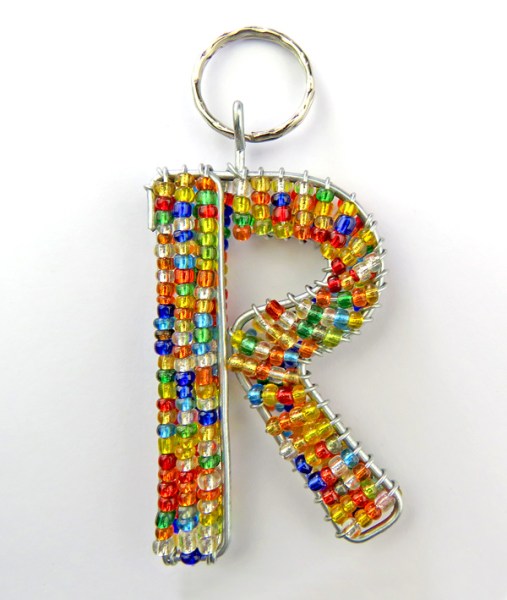African Beaded Keyring Alphabet Letter R