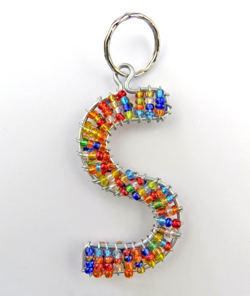 African Beaded Keyring Alphabet Letter S