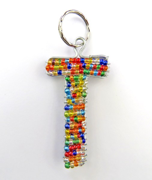 African Beaded Keyring Alphabet Letter T