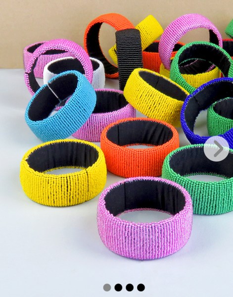 Single Colour Beaded Bangles Wide Mixed
