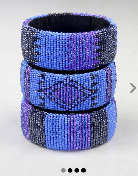 african beaded bangles wide lilac blue metallic grey 1