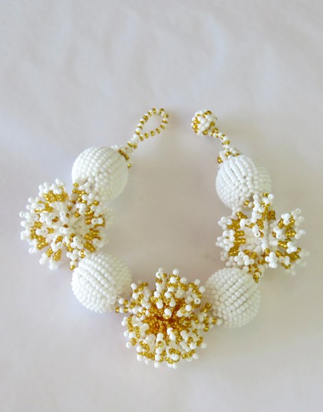 African Beaded Bracelet Amahle Gold White