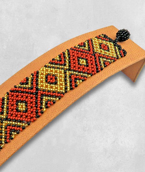 african beaded bracelet flat gold brown black 1
