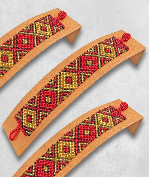 african beaded bracelet flat red gold black12