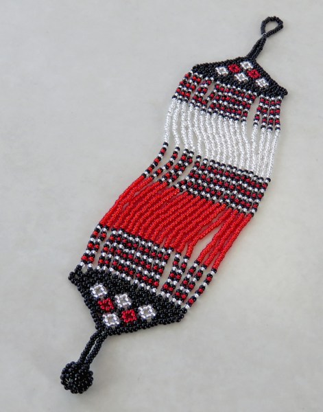 african beaded bracelet sibaya red silver black