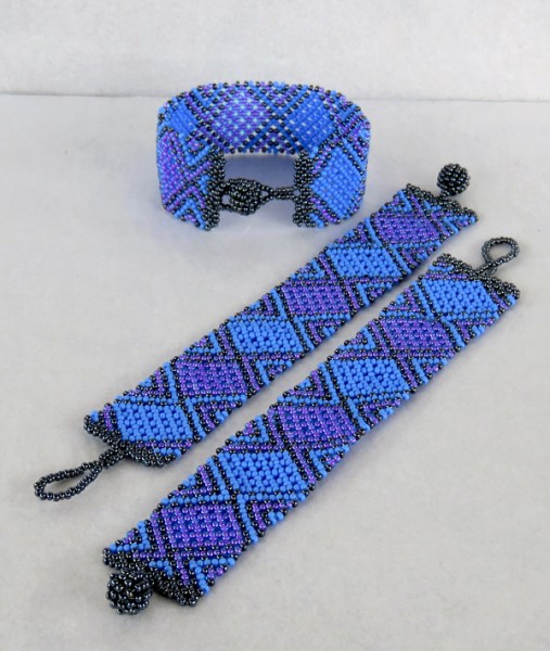 african beaded bracelets flat lilac blue metallic grey 2