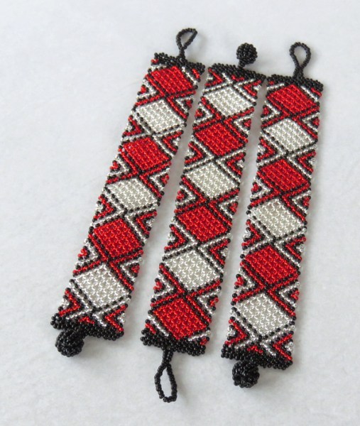 african beaded bracelets flat red silver black1