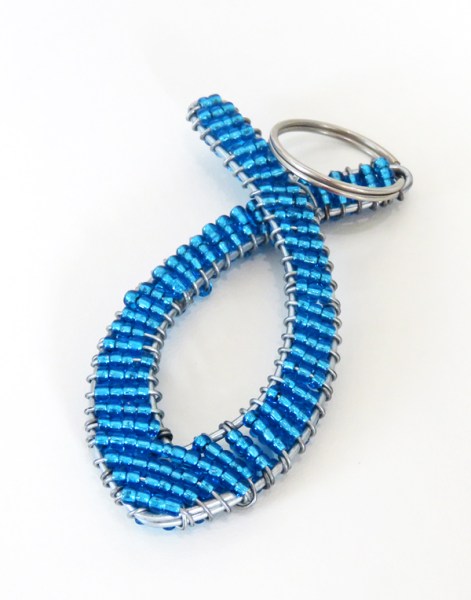 African Beaded Christian Fish Keyring