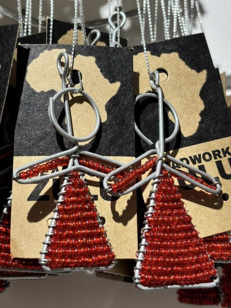 African Beaded Christmas Angel Red