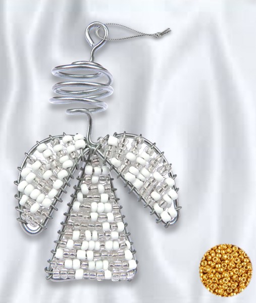 African Beaded Christmas Angel 2 Gold