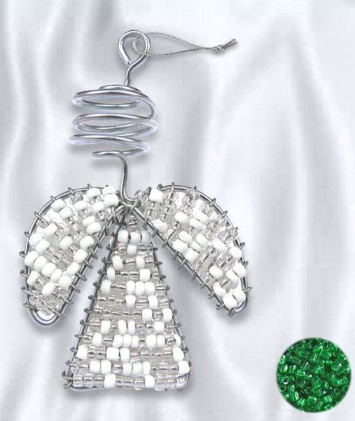 African Beaded Christmas Angel 2 Green