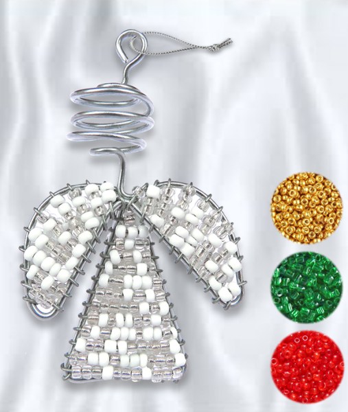 african beaded christmas angel 2 red green gold