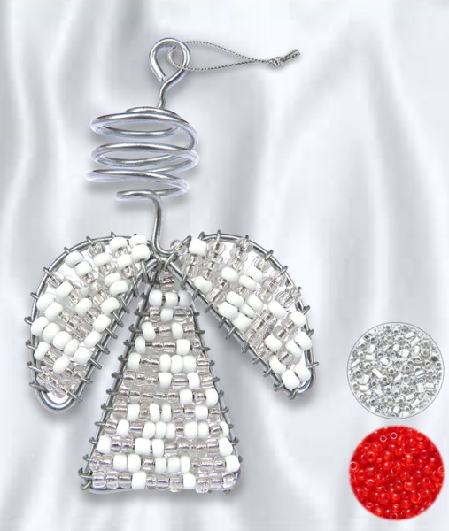 african beaded christmas angel 2 red silver