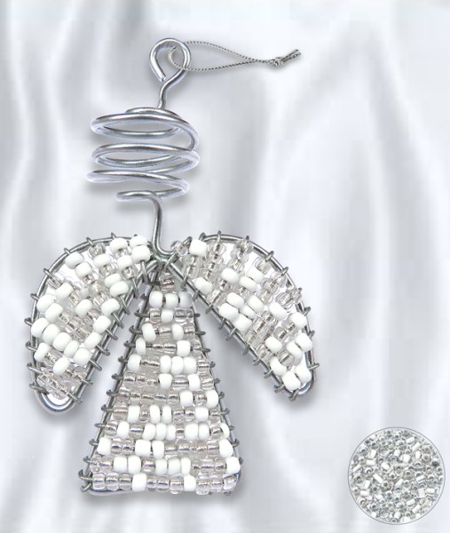 African Beaded Christmas Angel 2 Silver