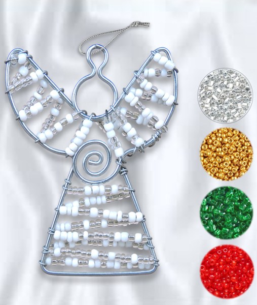 African Beaded Christmas Angel 4 Red Green Gold Silver