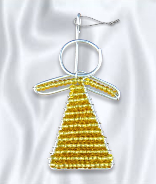 African Beaded Christmas Angel Gold
