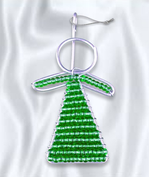 African Beaded Christmas Angel Green