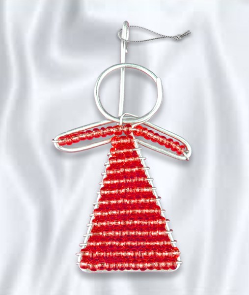 African Beaded Christmas Angel Red
