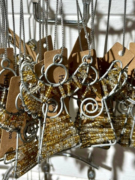 African Beaded Christmas Angel 4 Gold Silver