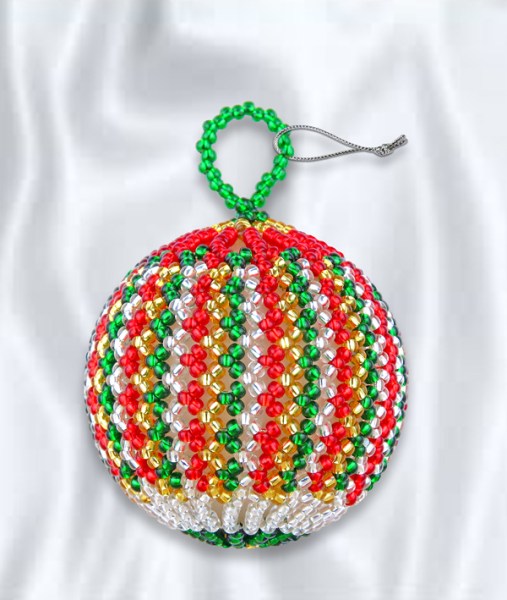 african beaded christmas ball red silver gold green7