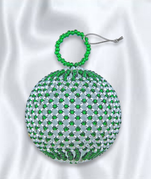 African Beaded Christmas Balls Green Silver