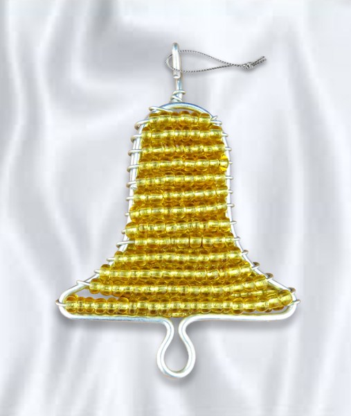 African Beaded Christmas Bell Gold