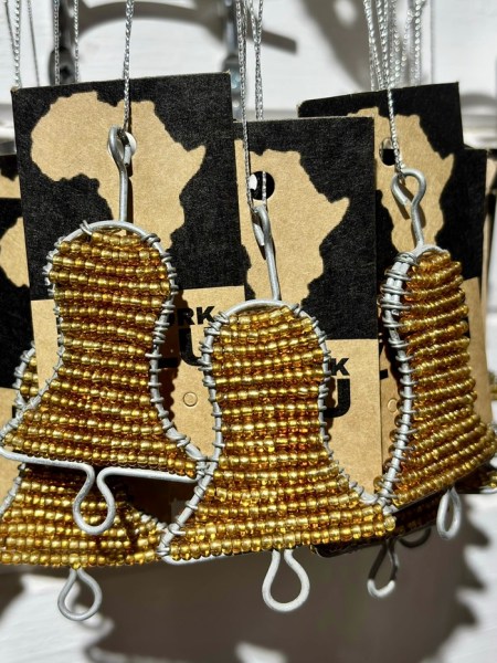 African Beaded Christmas Bell Gold