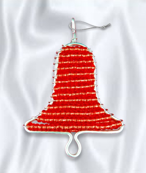 African Beaded Christmas Bell Red