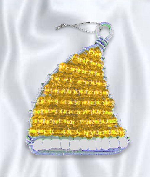 African Beaded Christmas Santa Hat Gold