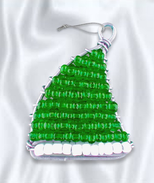 African Beaded Christmas Santa Hat Green