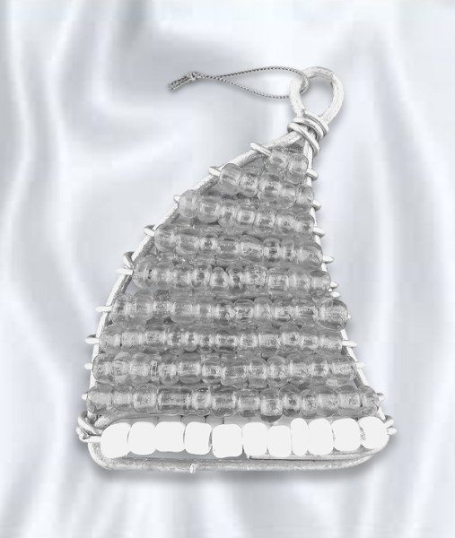 African Beaded Christmas Santa Hat Silver