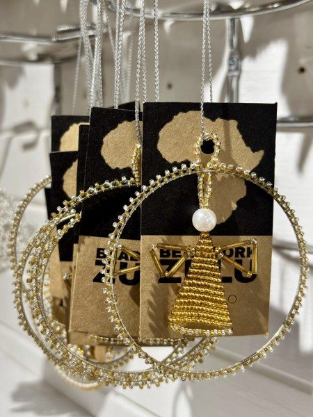 Beaded Christmas Circle Angel Gold