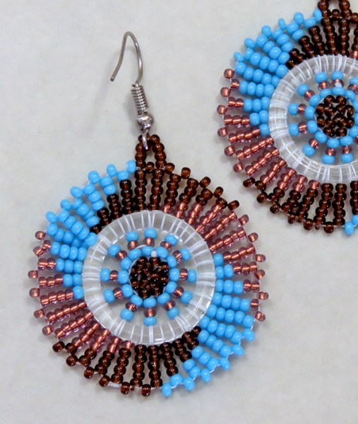 african beaded circle earrings aqua copper choc 3
