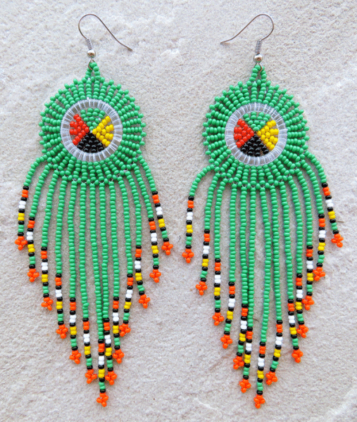 african beaded earring circle green 1