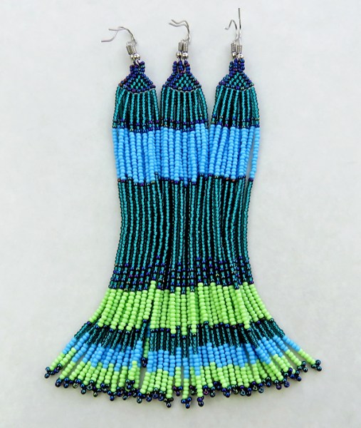 african beaded earring sahara lime nebula aqua jade5